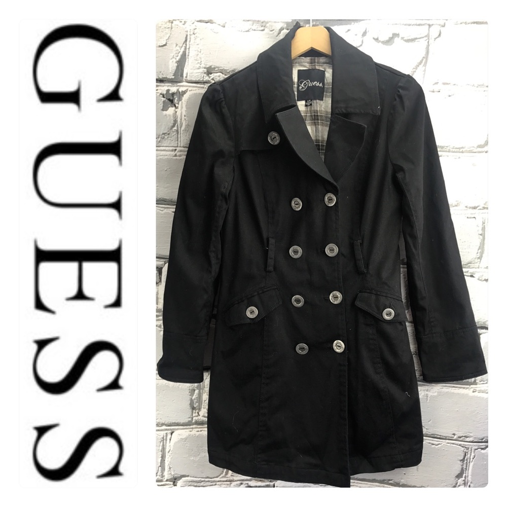 💕SALE💕Black Guess Peacoat Jacket - Picture 1 of 8